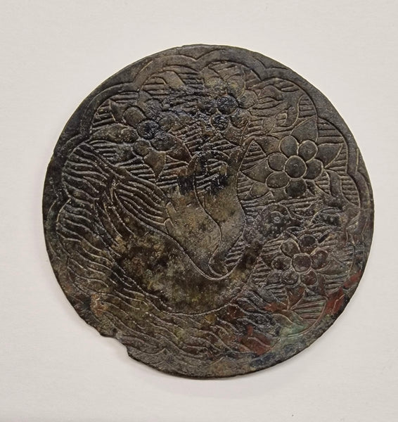 Specchio in bronzo arcaico cinese Dinastia Tang 618-907 d.C
