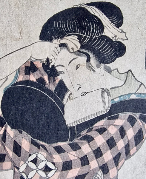 Original Woodblock Print Utagawa Kunisada "Fond of Sushi (Sushi kô)", Japan - 1827