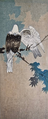 Original Woodblock Print - Ohara Koson - Two Pigeons - Japan - 1930