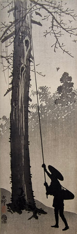Original Woodblock Print - Ohara Koson - A Man Harvesting a Nest - Japan - 1910