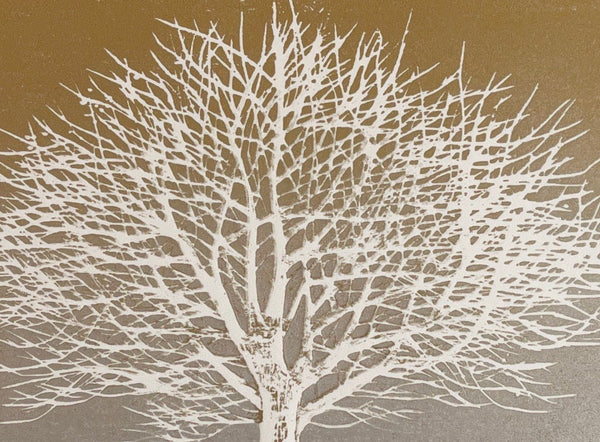 Original Woodblock Print - White White Tree 2 -  Kunio Kaneko (b 1949) - Japan - 2018