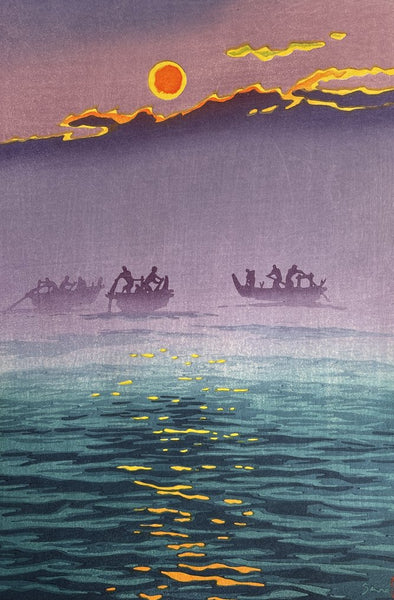 Original Woodblock Print - Kasamatsu Shiro (1898-1981) - Morning Waves - Japan