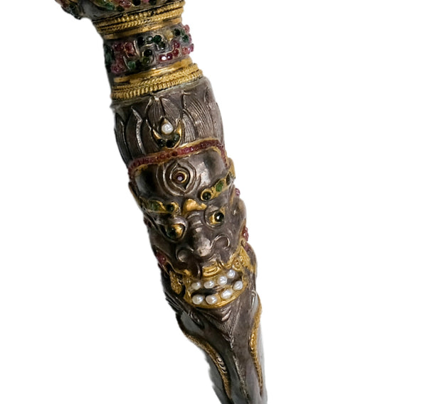 Silver and Gilt Silver Kila with Precious Stone Tibet XXth c.