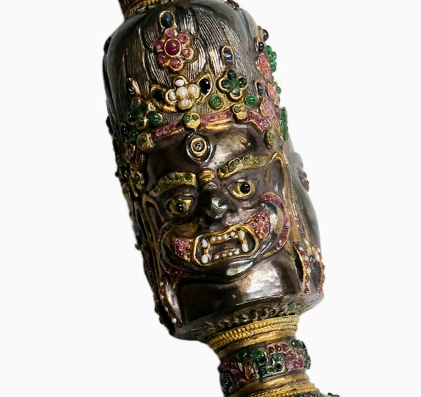 Silver and Gilt Silver Kila with Precious Stone Tibet XXth c.