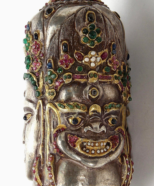 Silver and Gilt Silver Kila with Precious Stone Tibet XXth c.