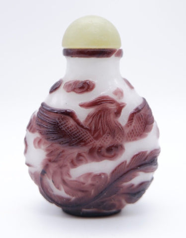 Glass Snuff Bottle with Fenghuangs - China - XX c