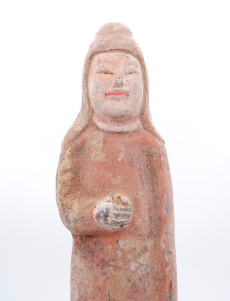 Terracotta Sculpture Standing Attendant - Tang Dynasty - China -618-907 A.D.