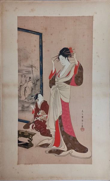 Original Woodblock Print Hosoda Eishi (1756 – 1829)- Japan