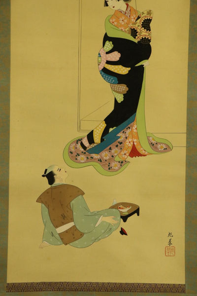 Original Woodblock Print Mounted as a Hanging Scroll  - Japan - XIX c.
