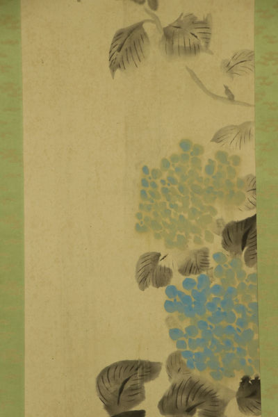 Hanging Scroll "Blue Hydrangeas" Japan XX c.