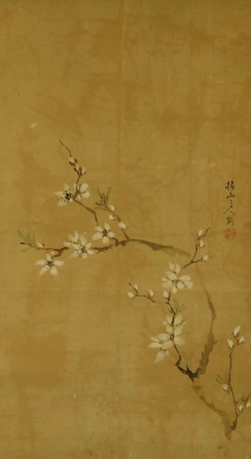 Hanging Scroll "Flowers" Tsubaki Chinzan - Japan - XIX c.
