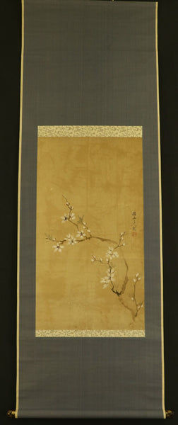 Hanging Scroll "Flowers" Tsubaki Chinzan - Japan - XIX c.
