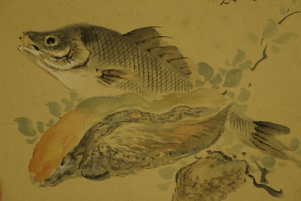 Hanging Scroll "Seafood" Tsubaki Chinzan - Japan - XIX c.