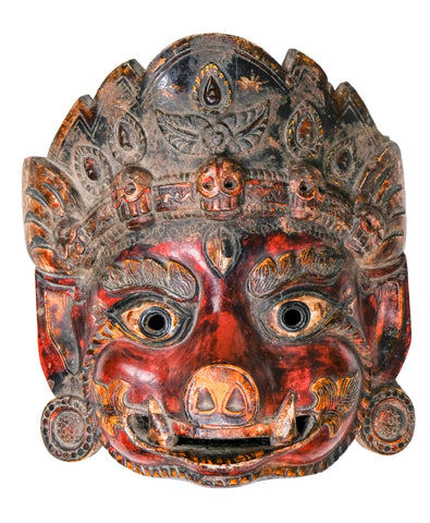 Wooden Buddhist Mask - Tibet - XIXth c.