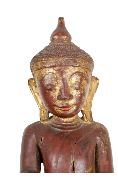 <transcy>Scultura di Buddha in Legno Laccato Shan Birmania 19° sec.</transcy>