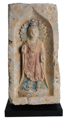 Northern Wei Terracotta Tile Representing Buddha - China 386-534 AD