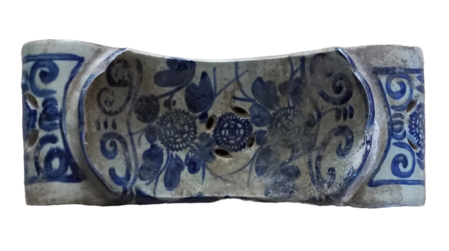 Blue and White Ceramic Headrest  - Ming Dynasty - 1368-1644 A.D.