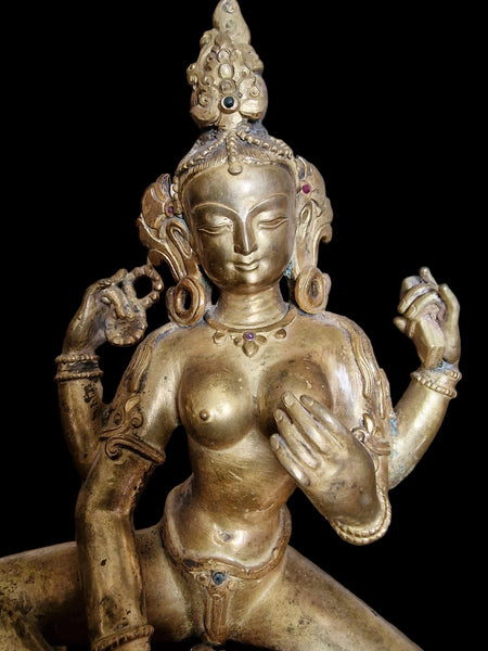 Gilt Bronze Statue Avalokiteshvara - Nepal - XVIII-XIXth c.