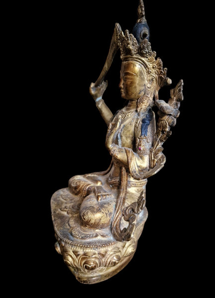 Gilt Bronze Statue of Manjushri - Tibet - XVIII-XIX c